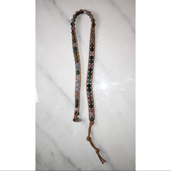 Francesca’s Jade Bead Leather Wrap Bracelet - Picture 5 of 9